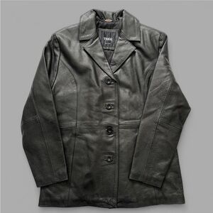 Vintage 90’s Trek New York Women’s Genuine Leather Blazer Jacket. Size L.